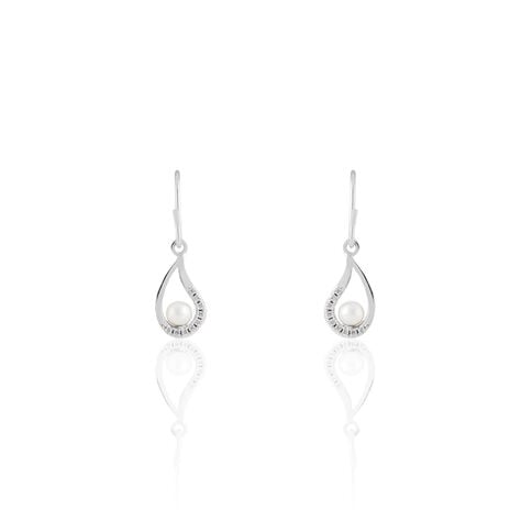 Boucles D'oreilles Pendantes Akiko Argent  Perle De Culture Et Oxyde - Boucles d'oreilles fantaisie Femme | Histoire d&rsquo;Or