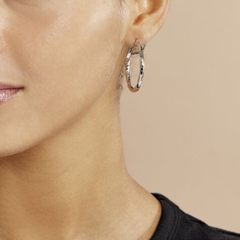Créoles Argent Blanc Diane - Boucles d'oreilles créoles Femme | Histoire d’Or