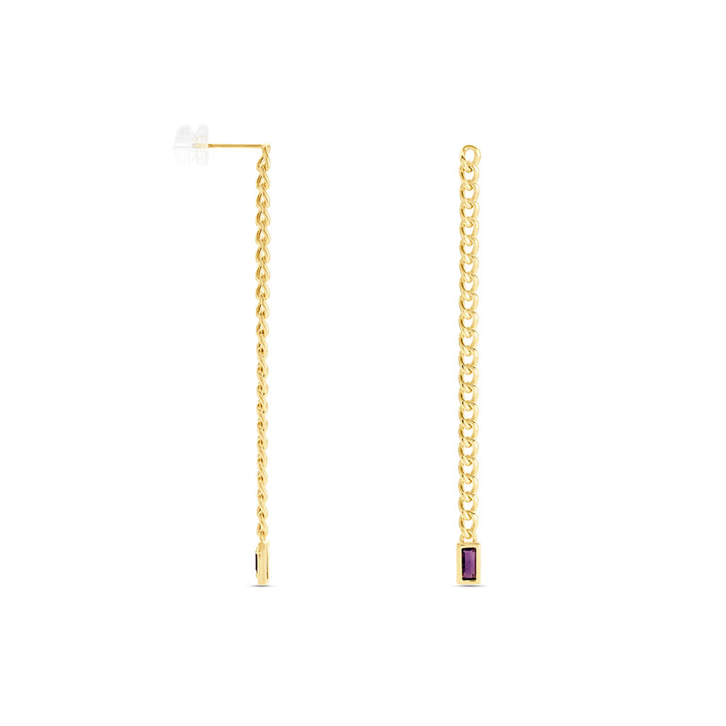 Boucles D'oreilles Pendantes Chain Or Jaune Améthyste - Boucles d'oreilles pendantes Femme | Histoire d’Or