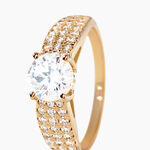 Bague Solitaire Plaque Or Jaune Oxyde De Zirconium -  Femme | Histoire d&rsquo;Or