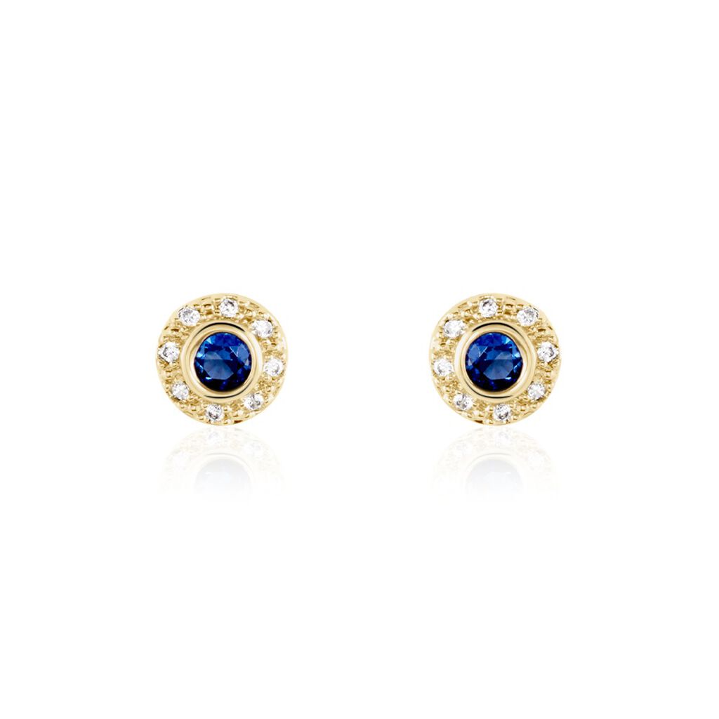 Boucles D'oreilles Puces Plaqué Or Eugenie Pierre Synthétique - Boucles d'oreilles fantaisie Femme | Histoire d’Or