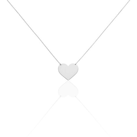 Collier Coeur Gravable Or Blanc - Cadeaux de naissance Femme | Histoire d’Or