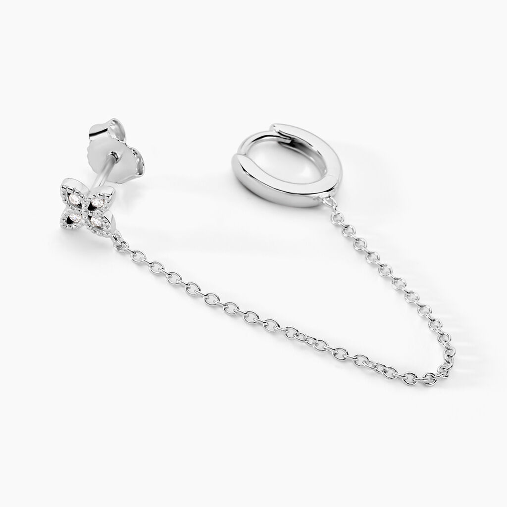 Bijou D'oreille Unitaire Argent Blanc Gosse Oxydes De Zirconium - Boucles d'oreilles fantaisie Femme | Histoire d’Or