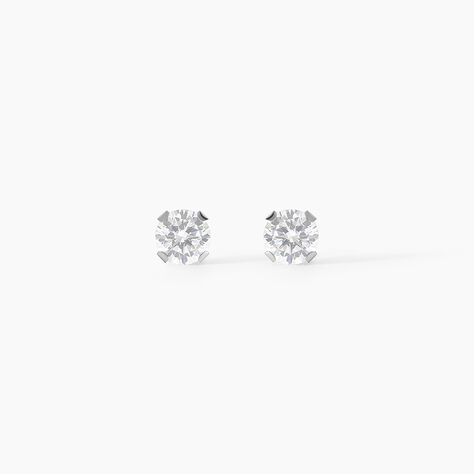 Boucles D'oreilles Puces Eddie Or Blanc Oxyde De Zirconium - Clous d'oreilles Femme | Histoire d&rsquo;Or