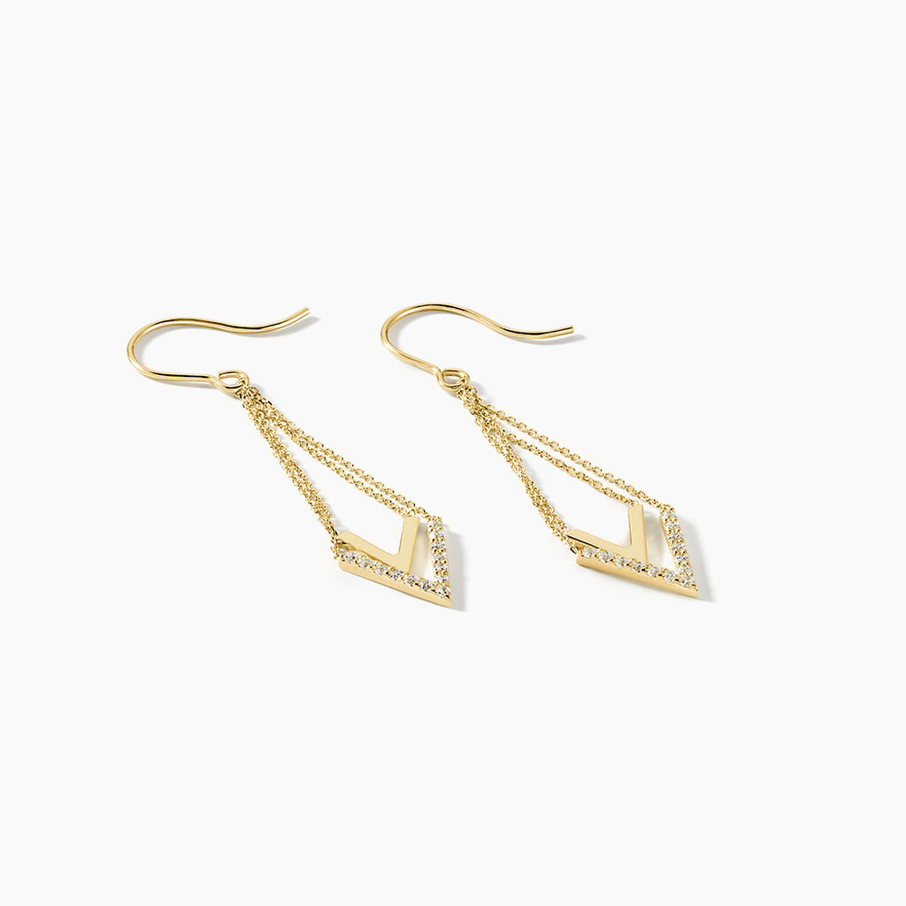 Boucles D'oreilles Pendantes Daina Or Jaune Oxyde De Zirconium - Boucles d'oreilles pendantes Femme | Histoire d&rsquo;Or