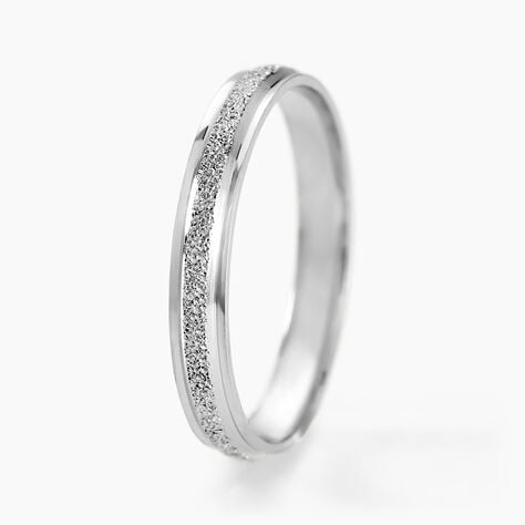 Alliance Caroline Sablee Ruban Plat Or Blanc - Alliances Femme | Histoire d’Or