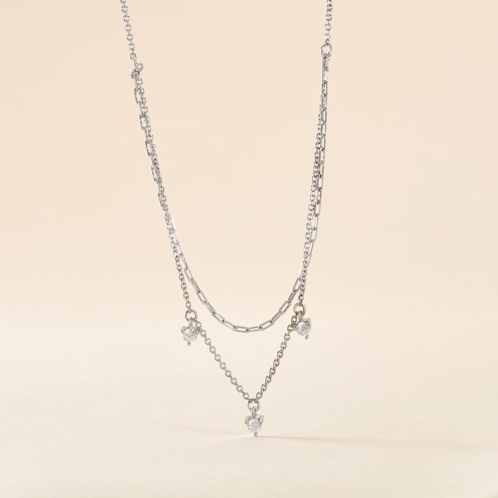 Collier Laetita Argent Oxyde - Colliers doubles et triples chaînes Femme | Histoire d’Or