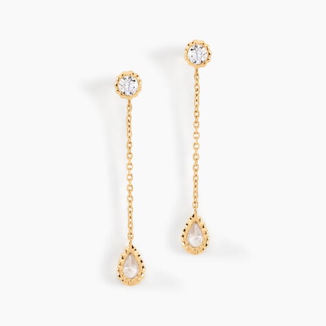 Boucles D'oreilles Pendantes Kadidja Or Jaune Oxyde De Zirconium - Boucles d'oreilles pendantes Femme | Histoire d&rsquo;Or