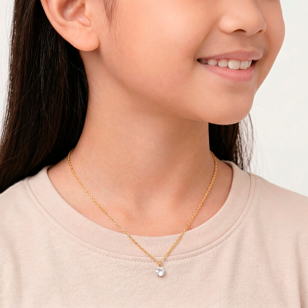 Collier Or Jaune Emilee Oxyde De Zirconium - Colliers Enfant | Histoire d&rsquo;Or