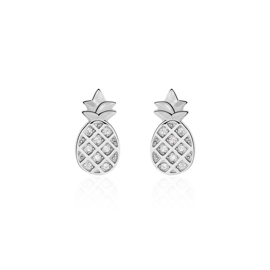 Boucles D'oreilles Puces Harold Argent Blanc Oxyde De Zirconium - Boucles d'oreilles fantaisie Femme | Histoire d&rsquo;Or