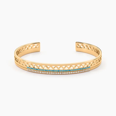 Bracelet Jonc Zoila Plaqu&eacute; Or Pierre De Synthese Et Oxyde - Bracelets joncs Femme | Histoire d&rsquo;Or