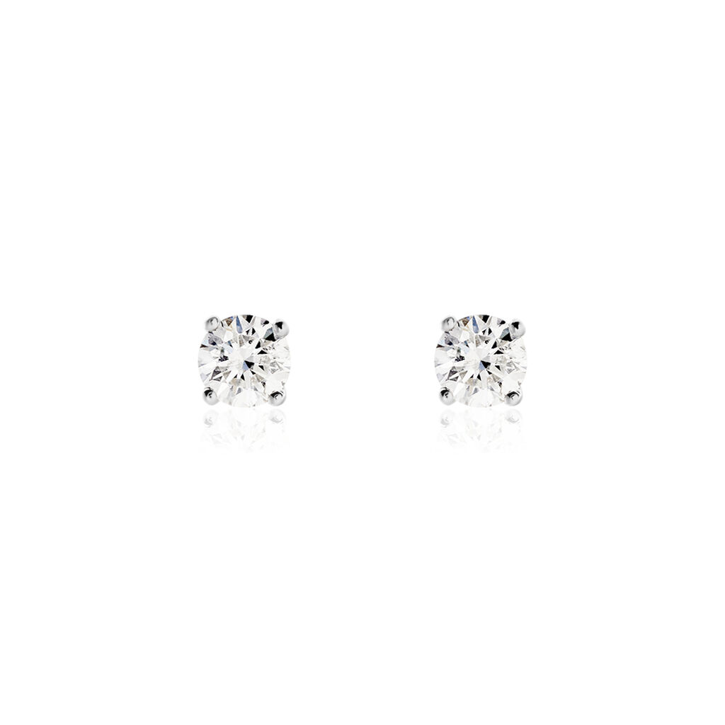 Boucles D'oreilles Puces Victoria Platine Blanc Diamant - Clous d'oreilles Famille | Histoire d’Or