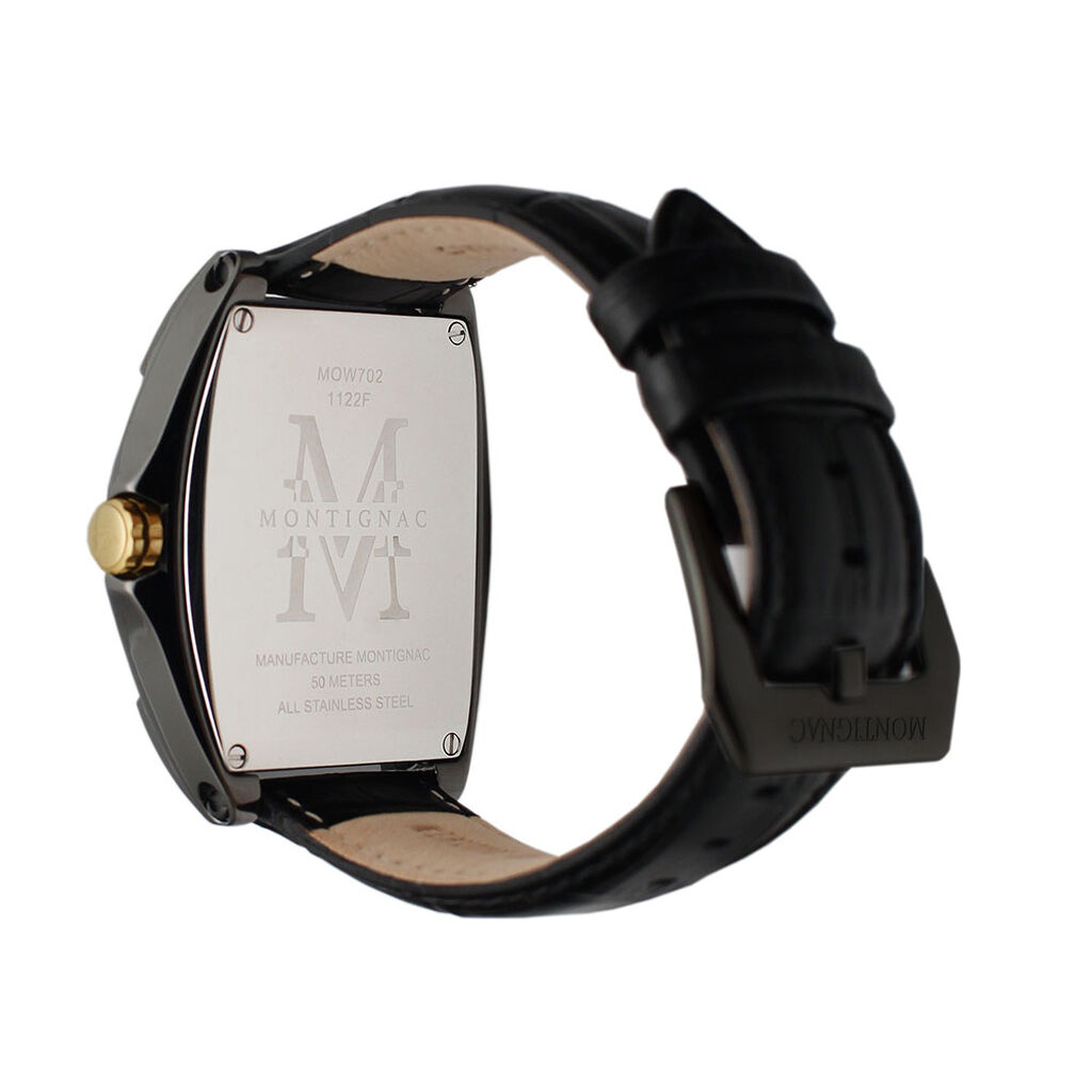 Montre Montignac Tonneau Noir - Montres Homme | Histoire d&rsquo;Or