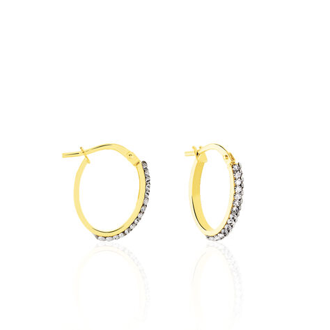 Créoles Sandrine Or Jaune Strass - Boucles d'oreilles créoles Femme | Histoire d’Or
