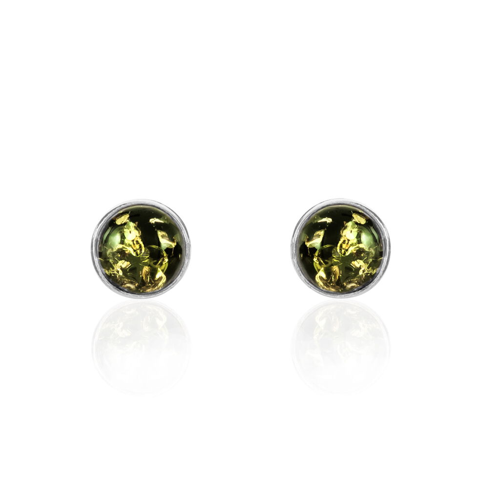 Boucles D'oreilles Puces Argent Blanc Acacia Ambre - Boucles d'oreilles fantaisie Femme | Histoire d’Or