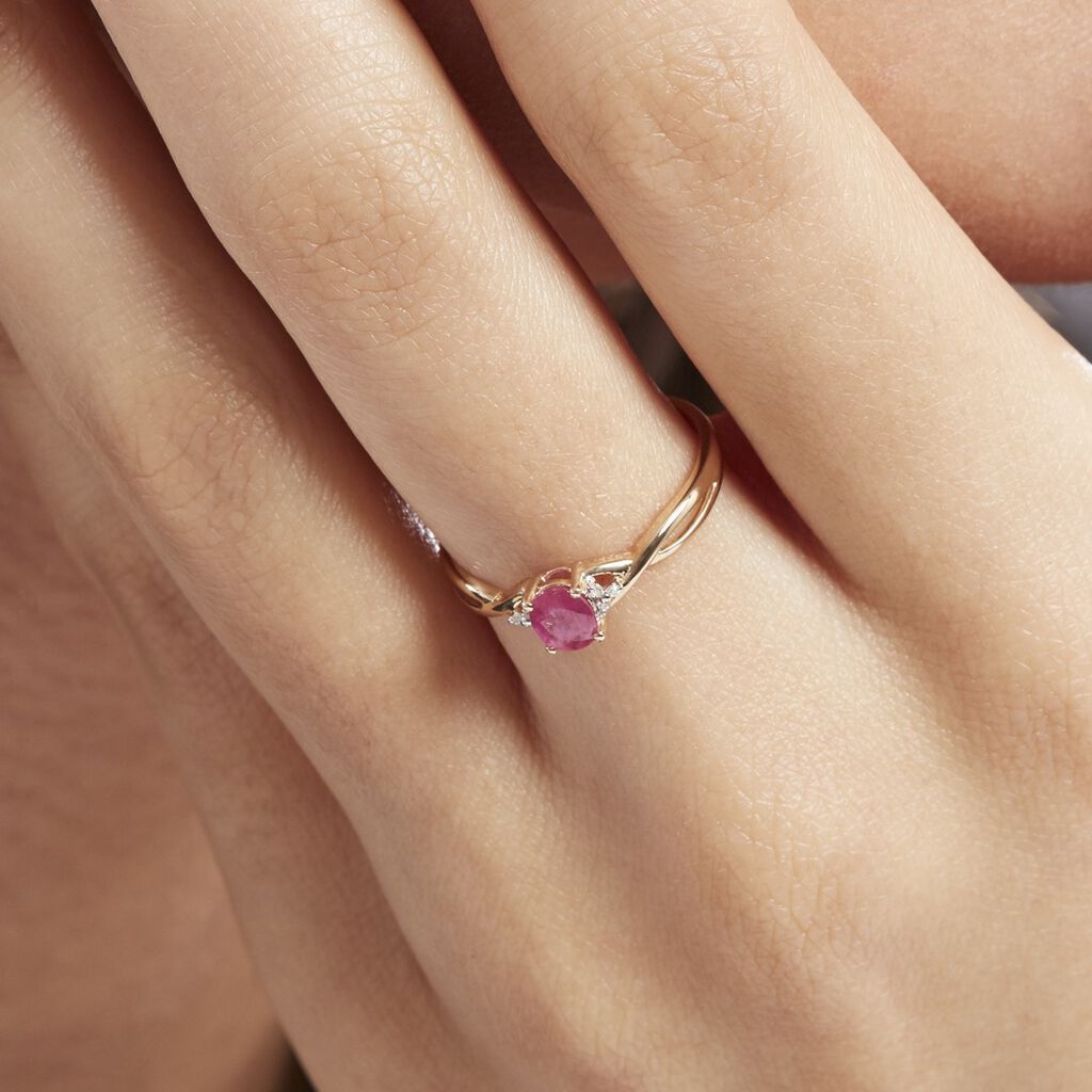 Bague Or Jaune Cassie Rubis Diamants - Bagues solitaires Femme | Histoire d’Or