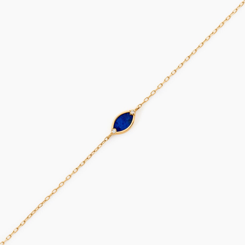 Bracelet Lucky Gems Or Jaune Lapis Lazuli Oxyde De Zirconium - F&ecirc;te des m&egrave;res Femme | Histoire d&rsquo;Or