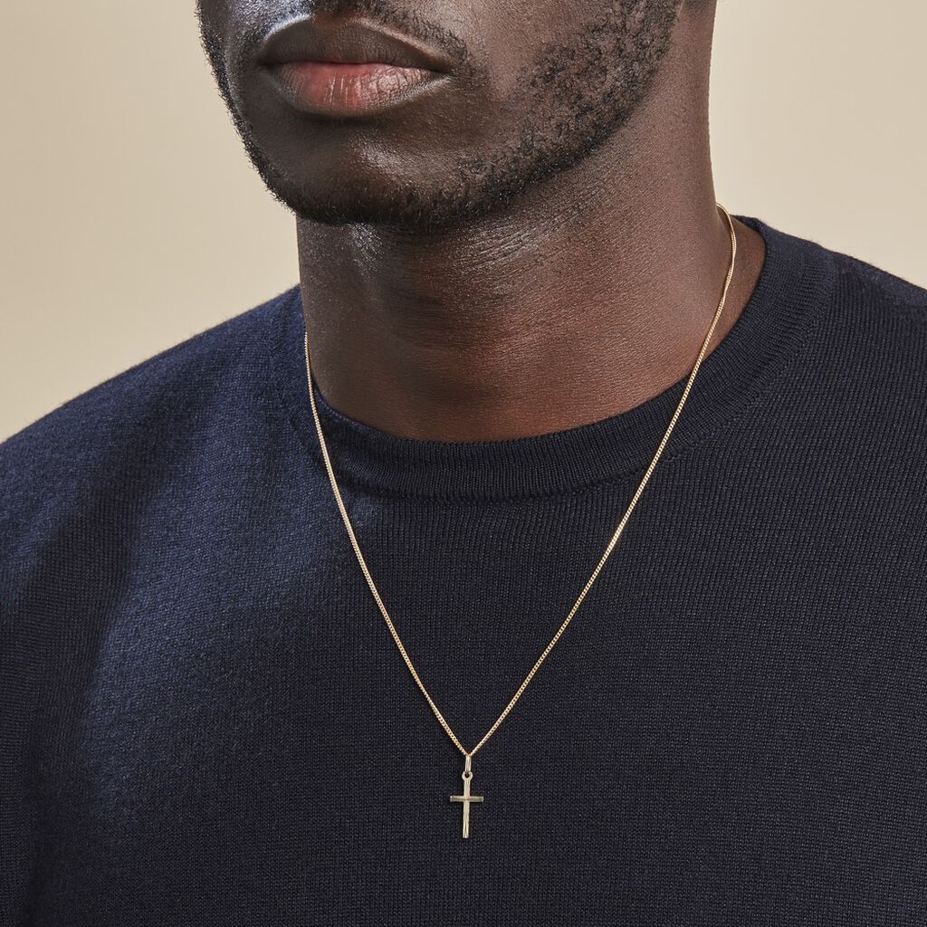 Pendentif Bathilde Croix Striee Or Jaune - Pendentifs Baptême Unisex | Histoire d’Or