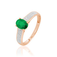 Bague Crista Or Rose Emeraude Et Diamant