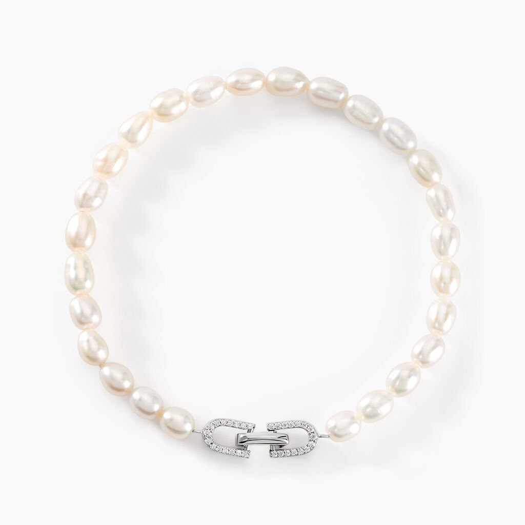 Bracelet Onassis Argent Blanc Perle De Culture Oxyde De Zirconium - Bracelets Femme | Histoire d’Or