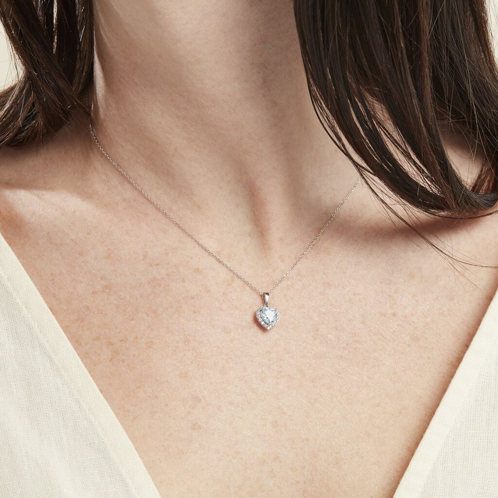 Collier Meliora Or Blanc Topaze Bleu Sky Oxyde De Zirconium - Colliers Femme | Histoire d’Or