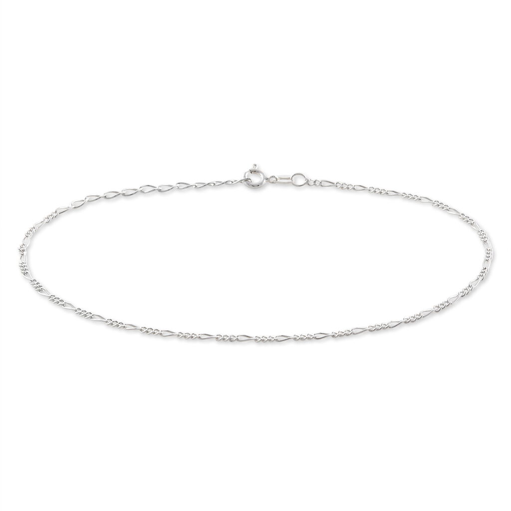 Chaîne De Cheville Cleona Maille Alternee 1/3 Argent Blanc - Chaînes de cheville Femme | Histoire d’Or