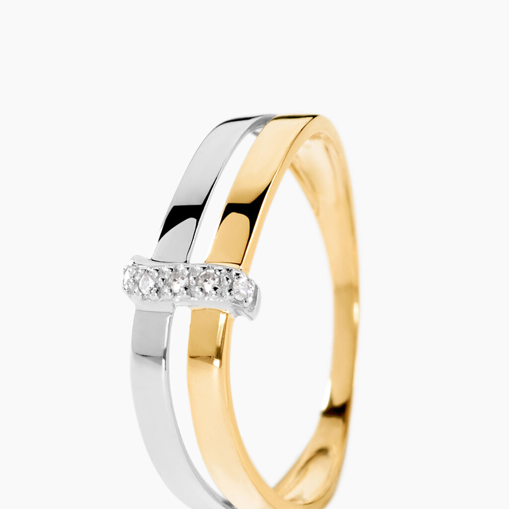 Bague Lisella Or Bicolore Diamant - Bagues avec pierre Femme | Histoire d&rsquo;Or