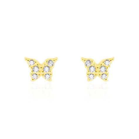 Boucles D'oreilles Puces Or Jaune Fragaria Oxydes - Clous d'oreilles Femme | Histoire d’Or