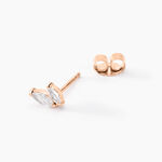 Boucles D'oreilles Puces Navette Argent Rose Oxyde De Zirconium - Boucles d'oreilles fantaisie Femme | Histoire d&rsquo;Or