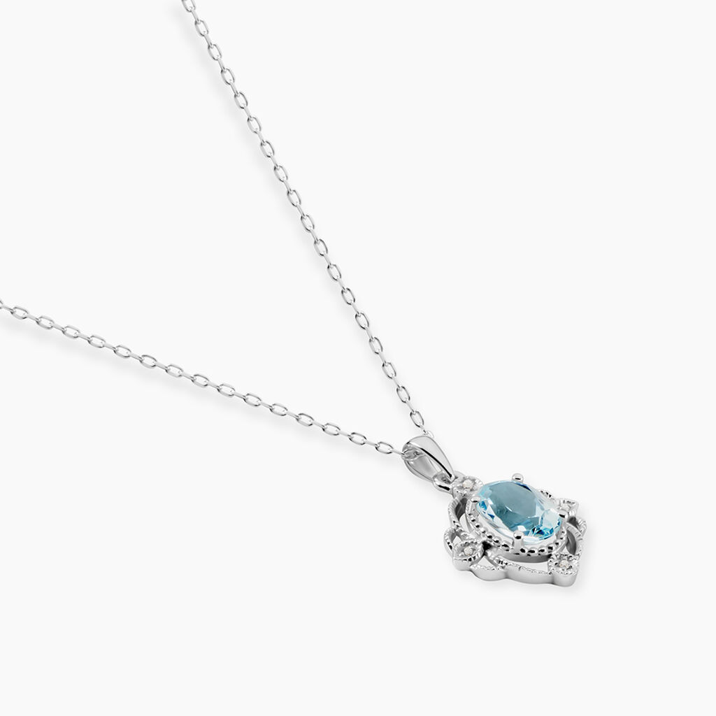 Collier Amance Or Blanc Topaze Et Oxyde De Zirconium - Colliers Femme | Histoire d&rsquo;Or