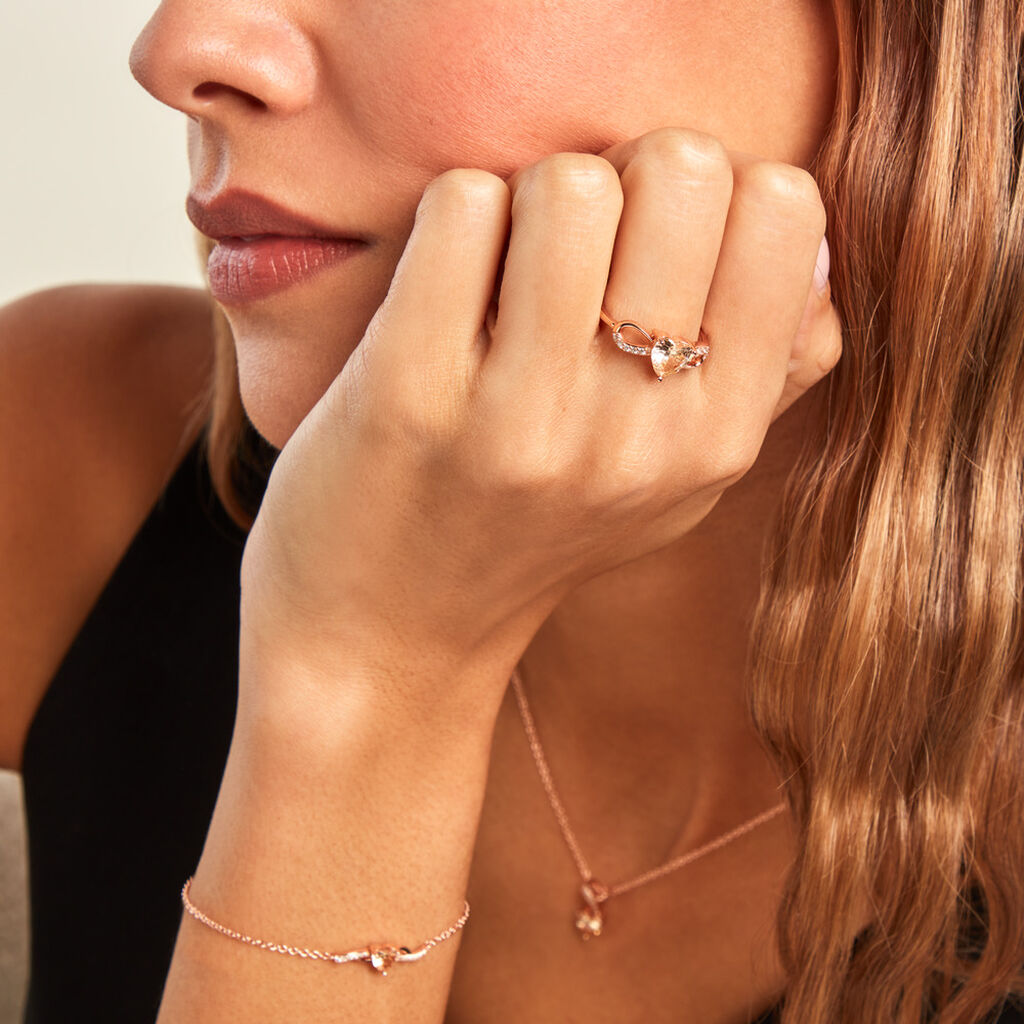 Bague Atieno Argent Rose Oxyde De Zirconium - Bagues solitaires Femme | Histoire d’Or