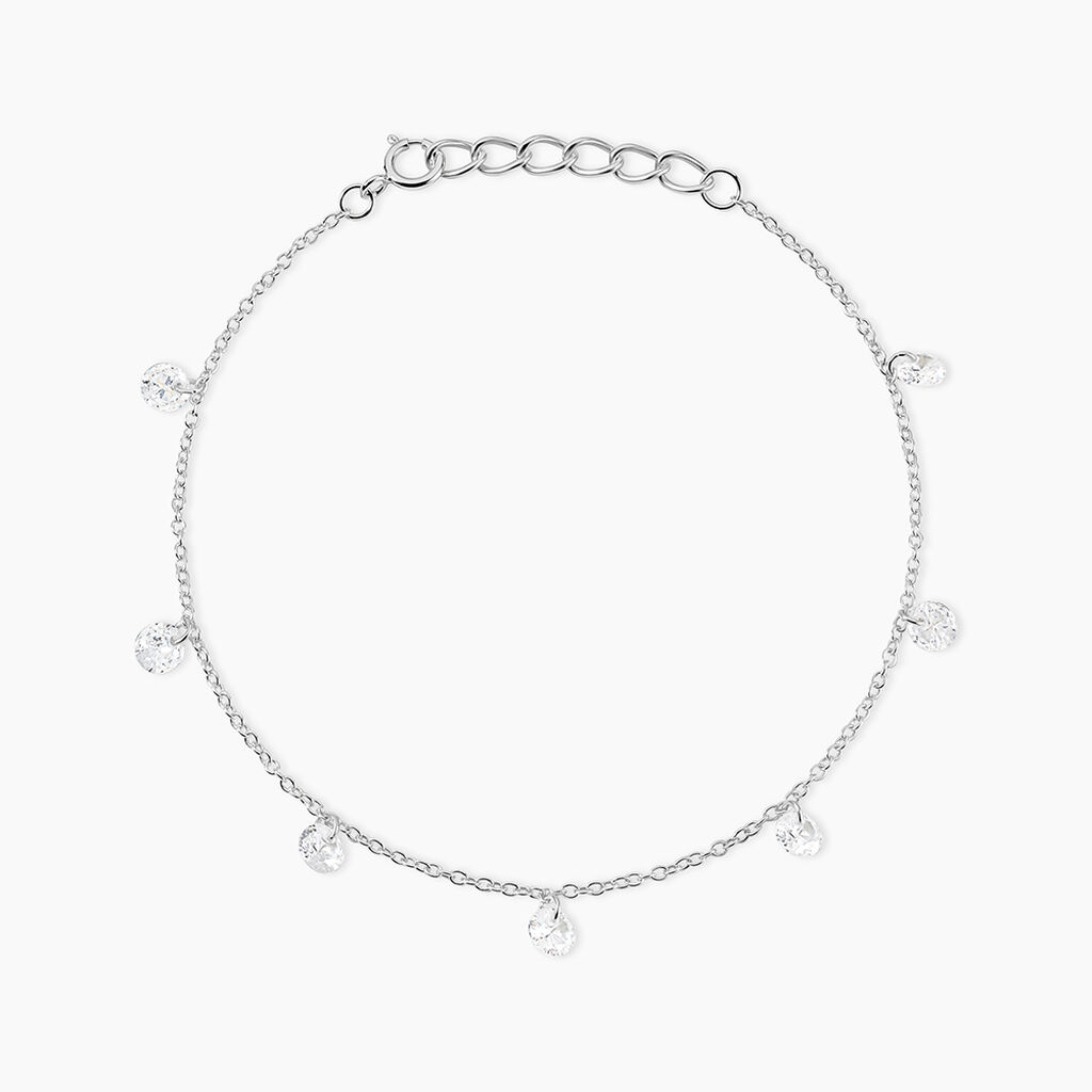 Bracelet Argent Collie Argent Blanc Oxyde - Bracelets Pierre Femme | Histoire d&rsquo;Or