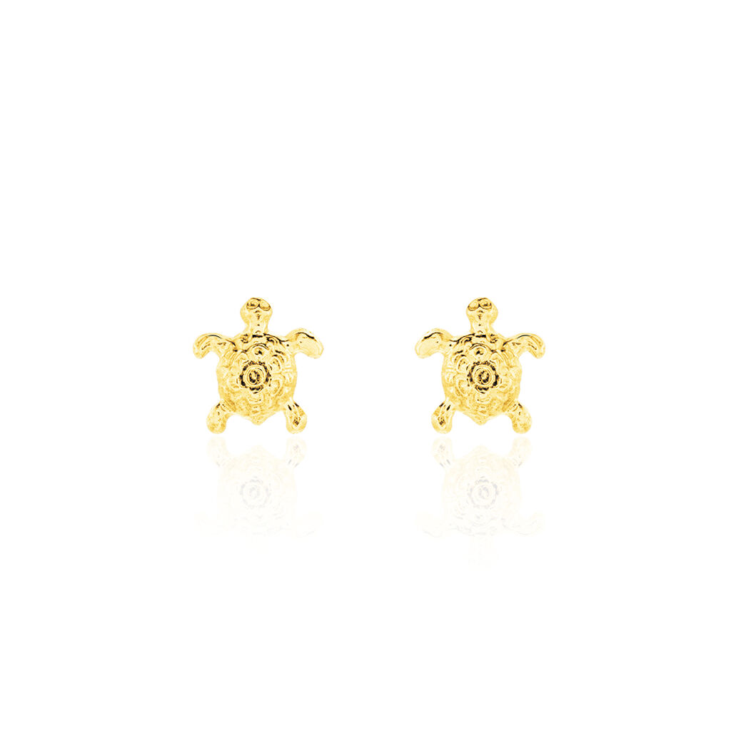 Boucles D'oreilles Pendantes Plaqué Or & Améthyste - Motif Tortue Marine - Tres.Or - Neuf Avec étiquettes