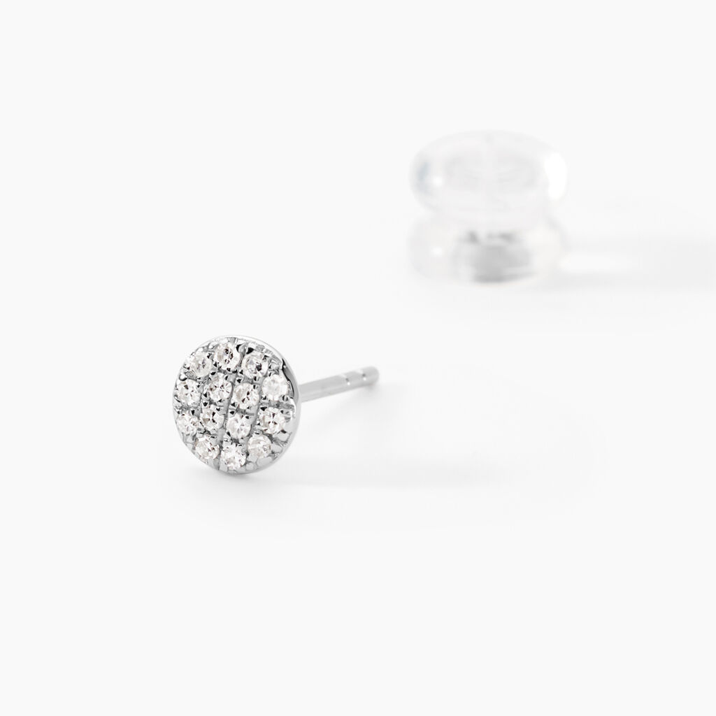 Boucles D'oreilles Puces Teani Or Blanc Diamant - Clous d'oreilles Femme | Histoire d’Or