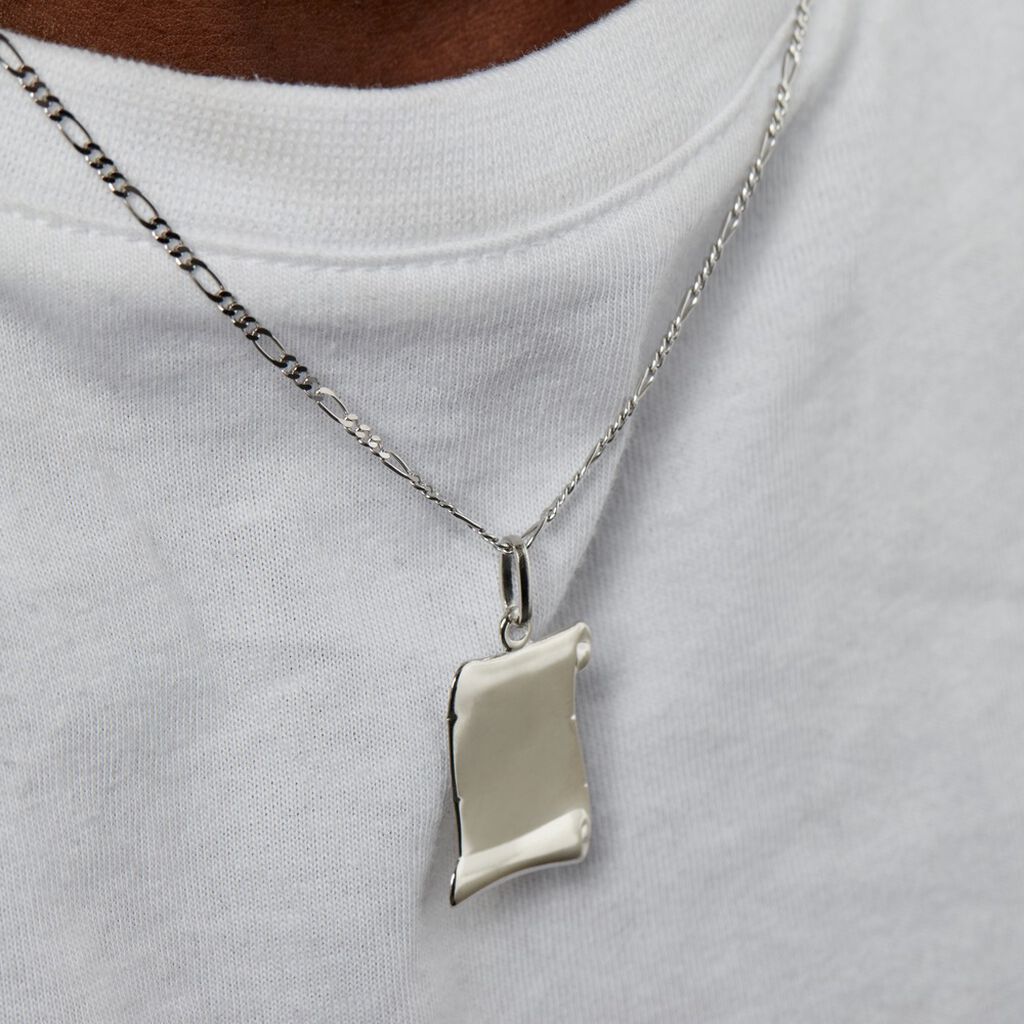 Pendentif Parchemin Argent Blanc - Pendentifs Homme | Histoire d’Or
