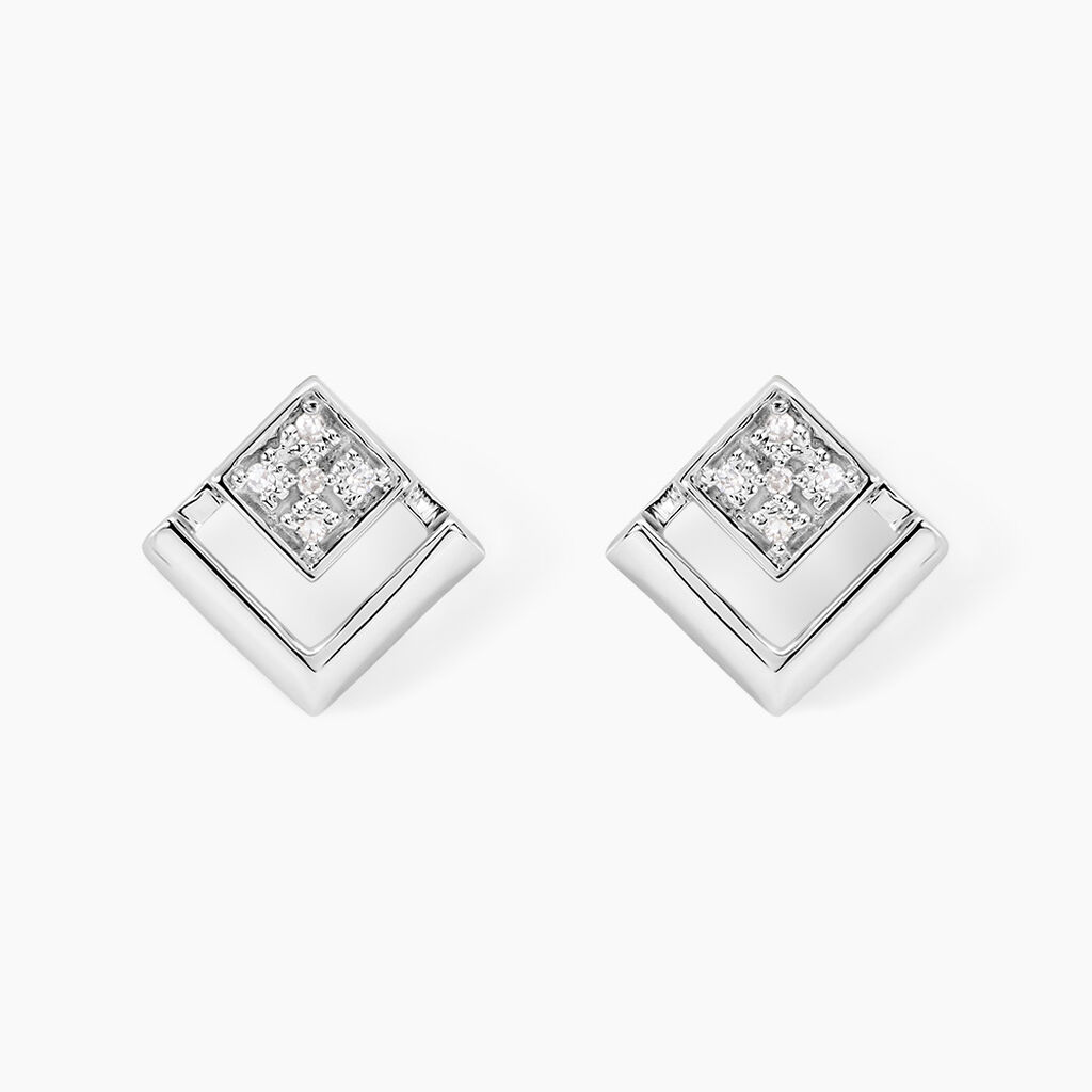 Boucles D'oreilles Puces Liana Or Blanc Diamant - Clous d'oreilles Femme | Histoire d’Or