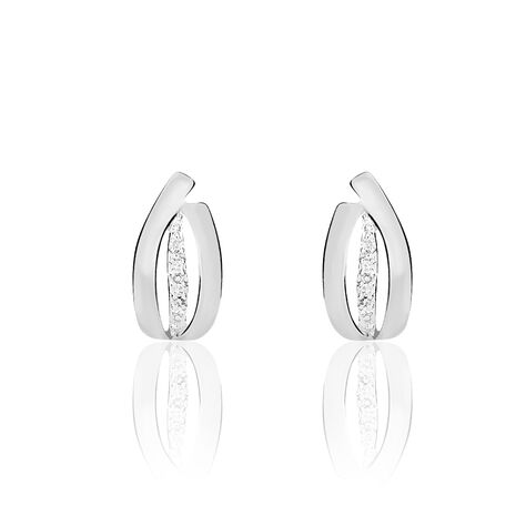 Boucles D'oreilles Puces Aelis Or Blanc Diamant - Clous d'oreilles Femme | Histoire d&rsquo;Or