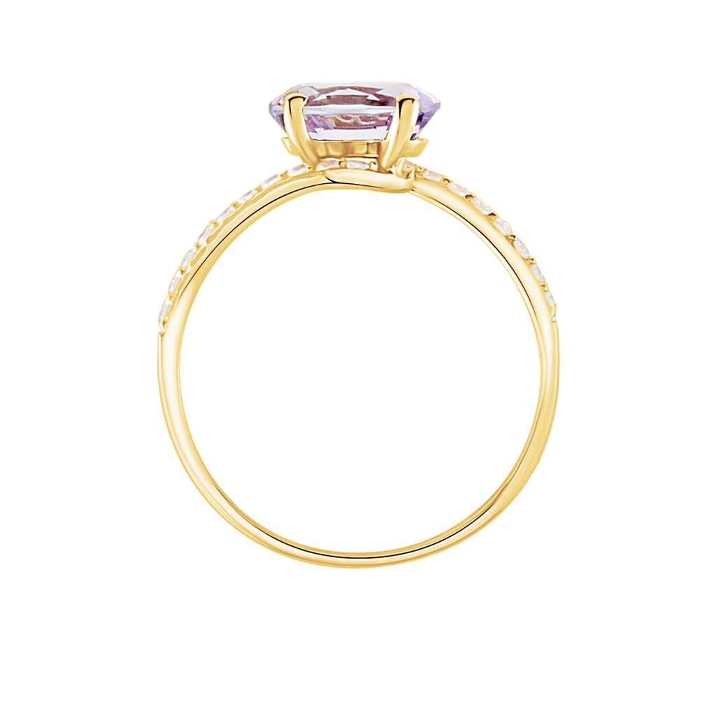 Bague Loriane Or Jaune Amethyste Et Oxyde De Zirconium - Bagues solitaires Femme | Histoire d&rsquo;Or