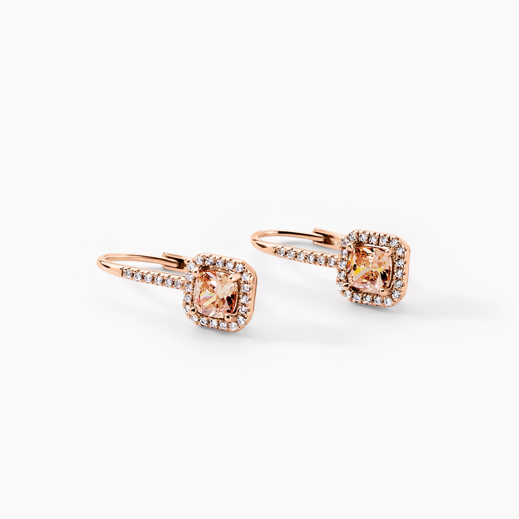 Boucles D'oreilles Pendantes Rio Argent Rose Oxyde De Zirconium - Boucles d'oreilles fantaisie Femme | Histoire d&rsquo;Or