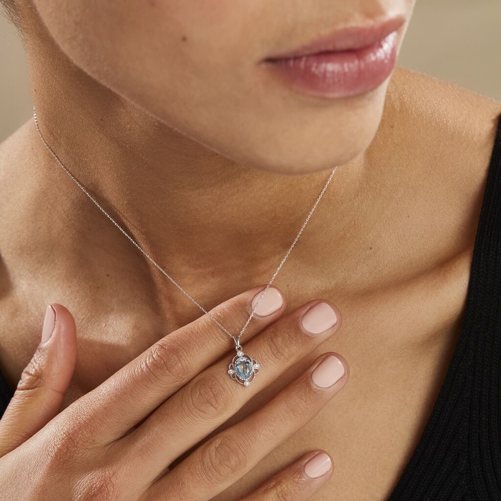 Collier Amance Or Blanc Topaze Et Oxyde De Zirconium - Colliers Femme | Histoire d’Or
