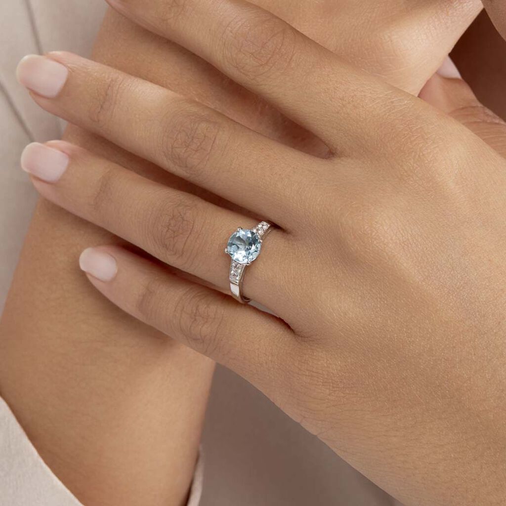 Bague Maysara Or Blanc Topaze Et Oxyde De Zirconium - Bagues solitaires Femme | Histoire d’Or