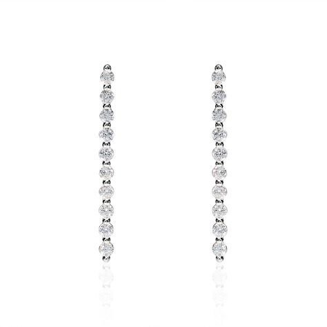 Boucles D'oreilles Puces Or Blanc Oxyde De Zirconium - Boucles d'oreilles pendantes Femme | Histoire d’Or