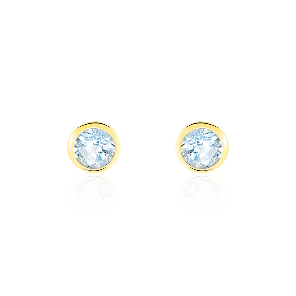 Boucles D'oreilles Puces Edy Serti Clos Or Jaune Topaze - Clous d'oreilles Femme | Histoire d’Or