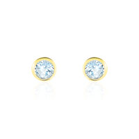 Boucles D'oreilles Puces Edy Serti Clos Or Jaune Topaze