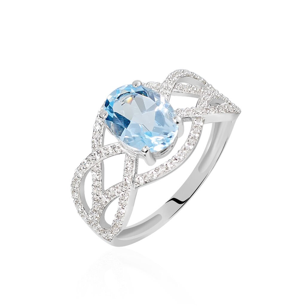 Bague Tina Or Blanc Topaze Et Oxyde De Zirconium - Bagues solitaires Femme | Histoire d’Or