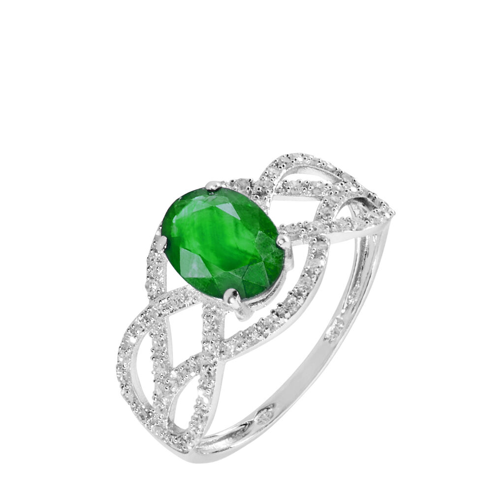 Bague Tina Or Blanc Emeraude Et Diamant - Bagues solitaires Femme | Histoire d&rsquo;Or