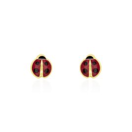 Boucles D'oreilles Puces Helidie Coccinelle Or Jaune - Clous d'oreilles Enfant | Histoire d’Or