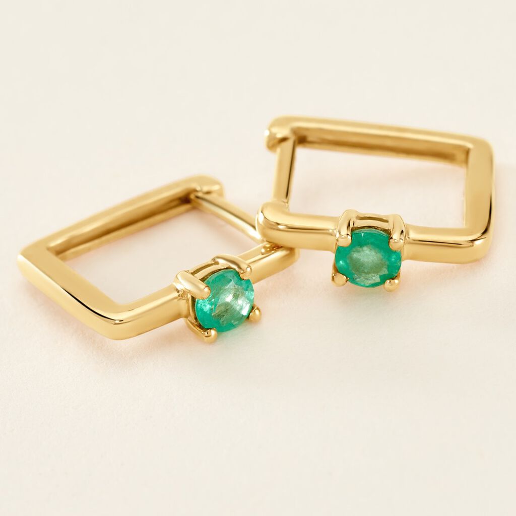 Cr&eacute;oles Harmonie Or Jaune Emeraude - Boucles d'oreilles cr&eacute;oles Femme | Histoire d&rsquo;Or