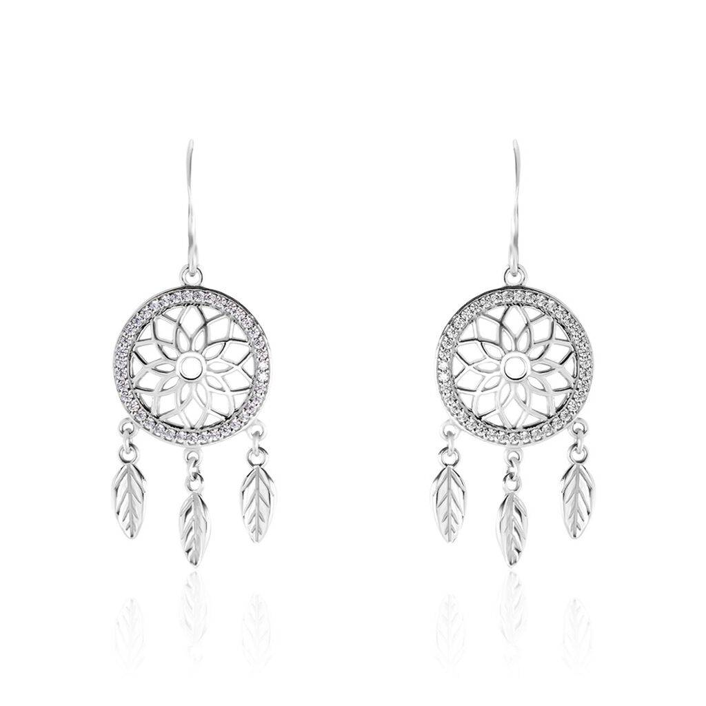 Boucles D'oreilles Pendantes Nemetona Argent Blanc Oxyde - Boucles d'oreilles pendantes Femme | Histoire d’Or