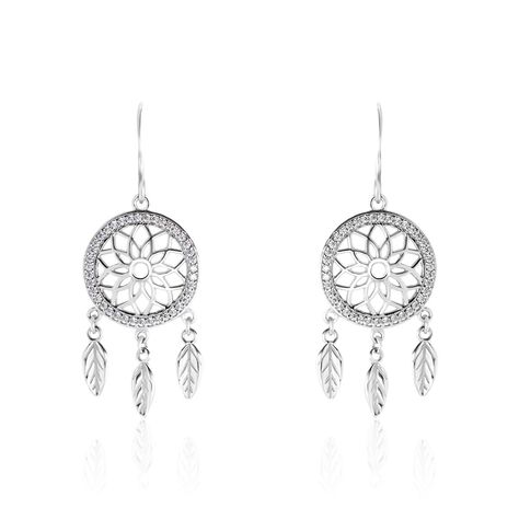 Boucles D'oreilles Pendantes Nemetona Argent Blanc Oxyde - Boucles d'oreilles pendantes Femme | Histoire d’Or